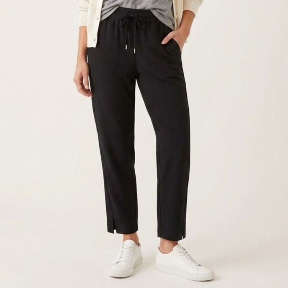 Joie Black Drawstring Comfort Trousers Relaxed Fit Pull On Pants SZ L